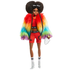 Papusa Barbie, Extra Style, Rainbow Coat, 30 cm Papusa Barbie, Extra Style, Rainbow Coat, 30 cm