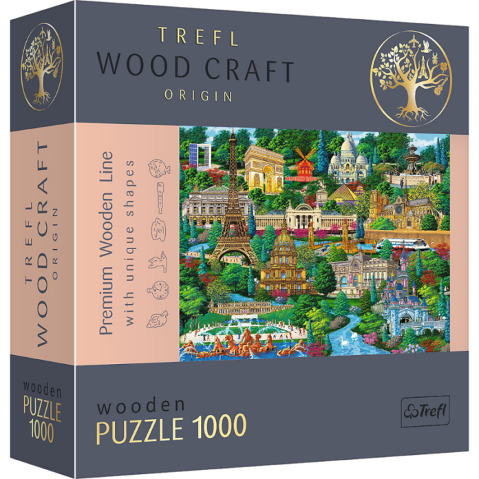 Puzzle din lemn Trefl Obiective turistice din Franta, 1000 piese Puzzle din lemn Trefl Obiective turistice din Franta, 1000 piese