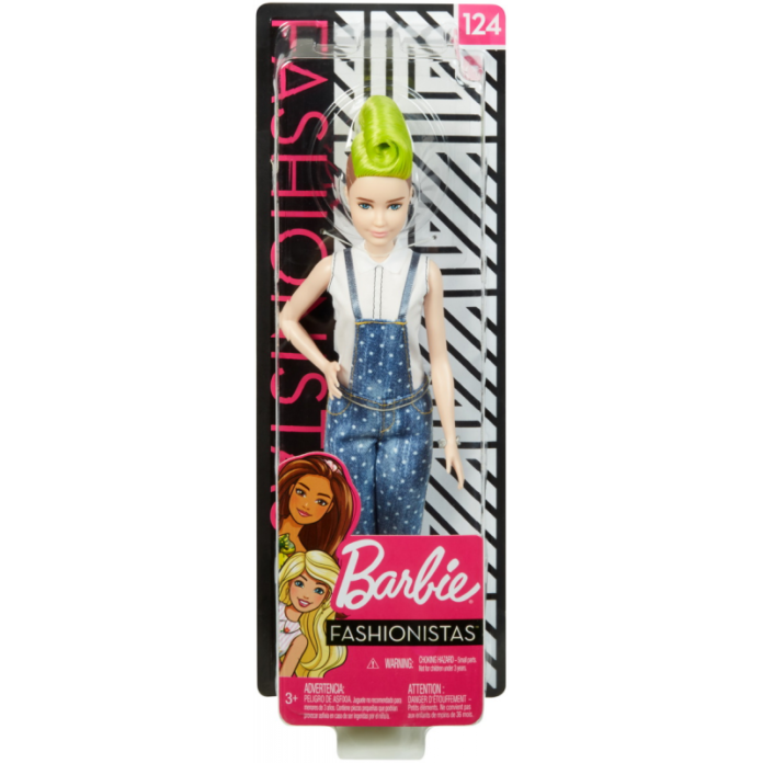 Papusa Barbie Fashionistas -Barbie blonda cu salopeta aurie Papusa Barbie Fashionistas -Barbie blonda cu salopeta aurie