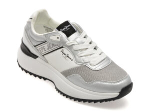 Pantofi sport PEPE JEANS albi, LS60021, din material textil si piele naturala Pantofi sport PEPE JEANS albi, LS60021, din material textil si piele naturala