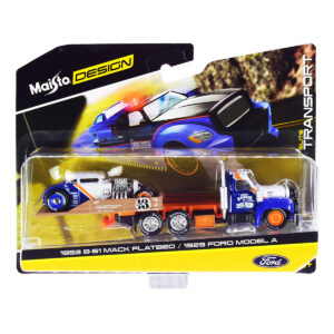 Transportor si masinuta Maisto Design, Elite Transport, 1953 B-61 Mack Flatbed si 1929 Ford Model A, 1:64 Transportor si masinuta Maisto Design, Elite Transport, 1953 B-61 Mack Flatbed si 1929 Ford Model A, 1:64