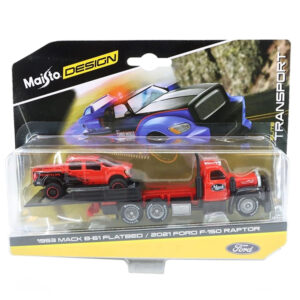 Transportor si masinuta Maisto Design, Elite Transport, 1953 B-61 Mack Flatbed si 2021 Ford Raptor, 1:64 Transportor si masinuta Maisto Design, Elite Transport, 1953 B-61 Mack Flatbed si 2021 Ford Raptor, 1:64