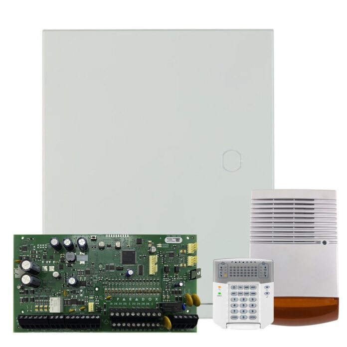 Kit alarma antiefractie Paradox Spectra SP7000+K32+SL-900B, 2 partitii, 16-32 zone, 32 utilizatori, cutie cu traf Kit alarma antiefractie Paradox Spectra SP7000+K32+SL-900B, 2 partitii, 16-32 zone, 32 utilizatori, cutie cu traf