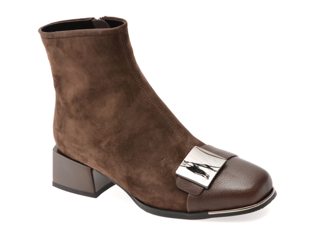 Botine EPICA maro, EB884, din piele intoarsa Botine EPICA maro, EB884, din piele intoarsa