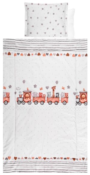 Set lenjerie pat 4 piese bumbac Ranforce, Lorelli, Train Grey Set lenjerie pat 4 piese bumbac Ranforce, Lorelli, Train Grey