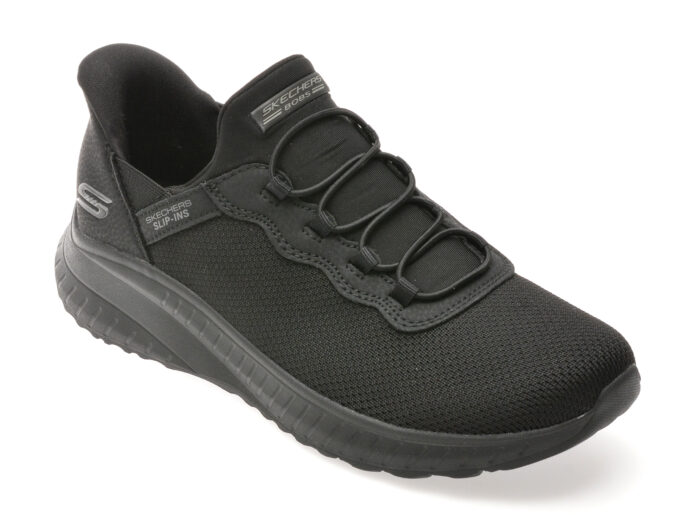 Pantofi sport SKECHERS negri, BOBS SQUAD CHAOS, din material textil Pantofi sport SKECHERS negri, BOBS SQUAD CHAOS, din material textil