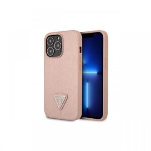 Protectie spate Guess PU Saffiano Triangle pentru Apple iPhone 13 Pro (Roz) Protectie spate Guess PU Saffiano Triangle pentru Apple iPhone 13 Pro (Roz)