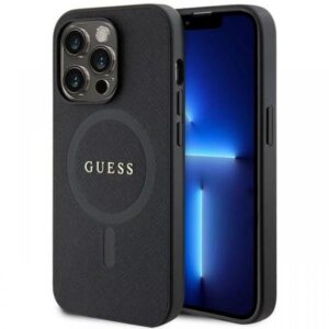 Husa MagSafe pentru Apple iPhone 15 Plus, Guess, Saffiano, Aurie Husa MagSafe pentru Apple iPhone 15 Plus, Guess, Saffiano, Aurie