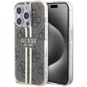 Husa Protectie Spate Guess 4G Gold Stripe pentru Apple iPhone 15 Pro (Maro) Husa Protectie Spate Guess 4G Gold Stripe pentru Apple iPhone 15 Pro (Maro)