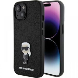 Husa pentru Apple iPhone 15, Karl Lagerfeld, Metal Signature, Roz Husa pentru Apple iPhone 15, Karl Lagerfeld, Metal Signature, Roz