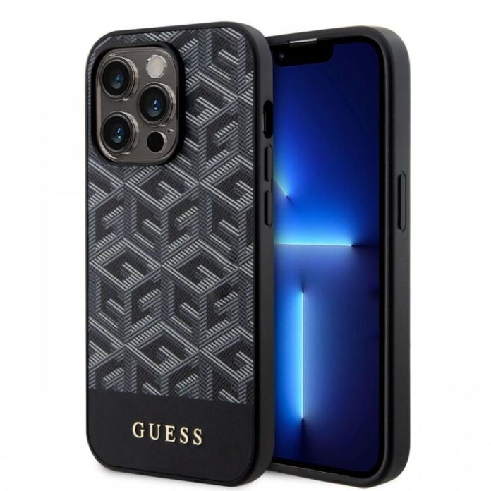 Husa MagSafe pentru Apple iPhone 15, Guess, GCube Stripes, Neagra Husa MagSafe pentru Apple iPhone 15, Guess, GCube Stripes, Neagra