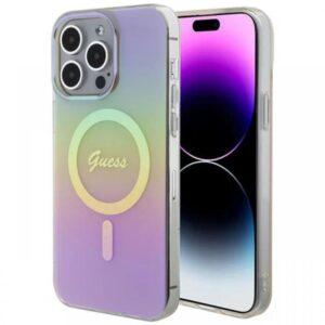Husa pentru Apple iPhone 15 Pro, Guess, Saffiano Iridescent Script, Aurie Husa pentru Apple iPhone 15 Pro, Guess, Saffiano Iridescent Script, Aurie
