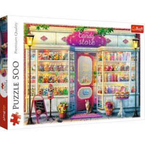 Puzzles Trefl Magazinul de bomboane, 500 piese Puzzles Trefl Magazinul de bomboane, 500 piese