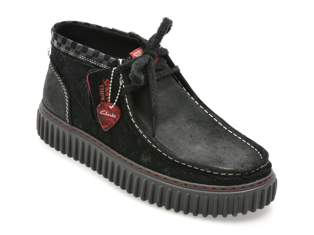Ghete CLARKS negre, TORHILL HI ST, din piele intoarsa Ghete CLARKS negre, TORHILL HI ST, din piele intoarsa