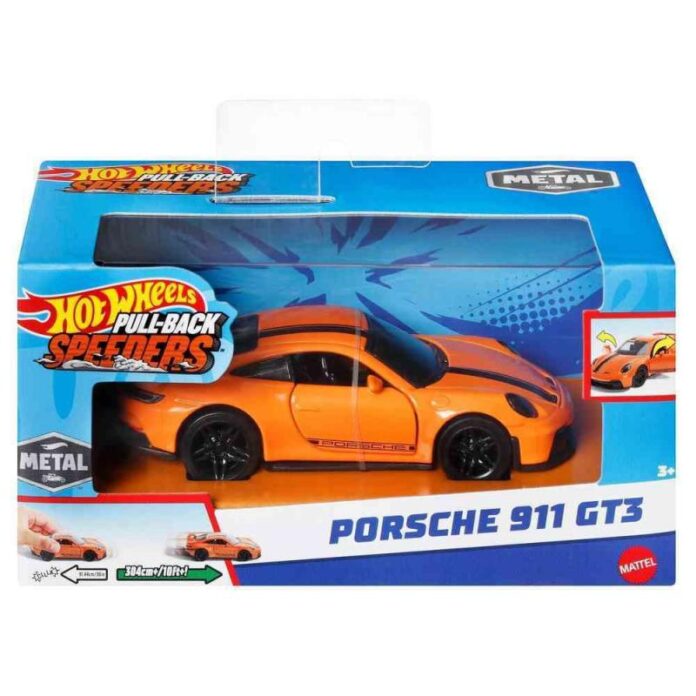 Masinuta Hot Wheels Pull-Back Speeders - Porsche 911 GT3, scara 1:43 Masinuta Hot Wheels Pull-Back Speeders - Porsche 911 GT3, scara 1:43