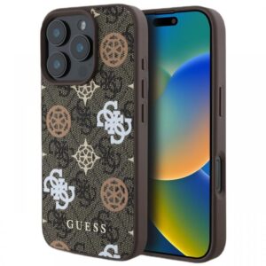 Husa Protectie Spate Guess GUHMP16SP4PWPW PU 4G Peony MagSafe pentru Apple iPhone 16 (Maro) Husa Protectie Spate Guess GUHMP16SP4PWPW PU 4G Peony MagSafe pentru Apple iPhone 16 (Maro)