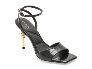 Sandale elegante ALDO negre, HARMONIOUS 001, din piele croco Sandale elegante ALDO negre, HARMONIOUS 001, din piele croco