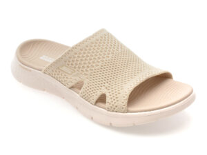 Papuci SKECHERS bej, GO WALK FLEX, din material textil Papuci SKECHERS bej, GO WALK FLEX, din material textil