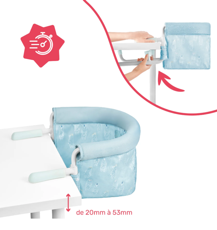 Scaun de masa atasabil Badabulle B072000, 6-12 luni, Greutatea maxima (Albastru/Alb) Scaun de masa atasabil Badabulle B072000, 6-12 luni, Greutatea maxima (Albastru/Alb)
