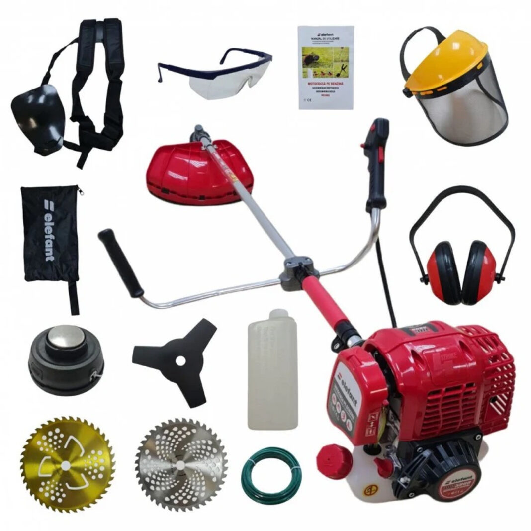 Motocoasa Elefant MC5800, benzina, motor 4T, 6.3 CP, 12000 rpm, 8 Accesorii Incluse, Model Nou Motocoasa Elefant MC5800, benzina, motor 4T, 6.3 CP, 12000 rpm, 8 Accesorii Incluse, Model Nou