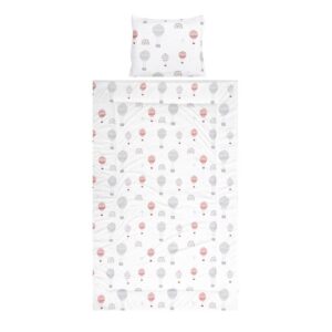 Set lenjerie pat 3 piese Lorelli Cosy Baloons Grey, bumbac Set lenjerie pat 3 piese Lorelli Cosy Baloons Grey, bumbac