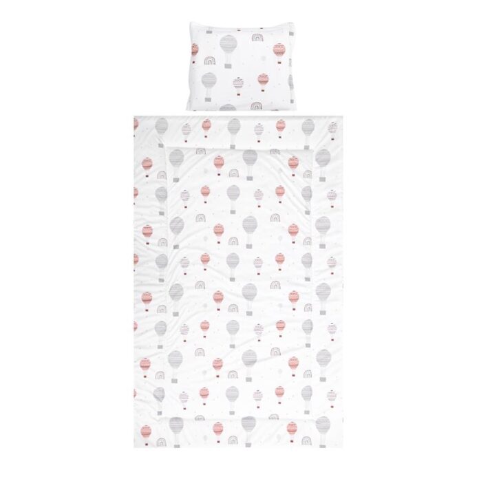 Set lenjerie pat 3 piese Lorelli Cosy Baloons Grey, bumbac Set lenjerie pat 3 piese Lorelli Cosy Baloons Grey, bumbac