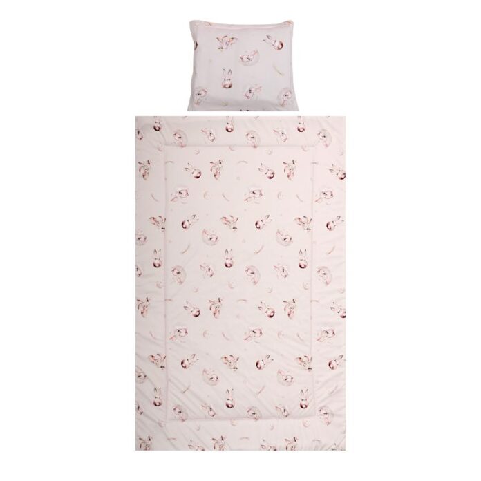 Set lenjerie pat 3 piese Lorelli Cosy Bunnies Beige, bumbac ranforce Set lenjerie pat 3 piese Lorelli Cosy Bunnies Beige, bumbac ranforce