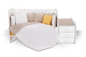 Set lenjerie pat 8 piese Lorelli Trend Crowns Latte, bumbac ranforce Set lenjerie pat 8 piese Lorelli Trend Crowns Latte, bumbac ranforce