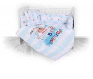 Set lenjerie pat 7 piese Lorelli Lily Adventure Blue, bumbac ranforce Set lenjerie pat 7 piese Lorelli Lily Adventure Blue, bumbac ranforce
