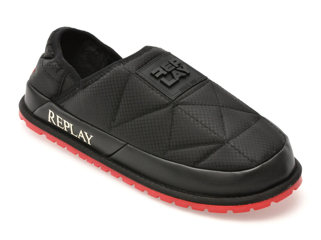 Papuci REPLAY negri, MF3O05T, din material textil Papuci REPLAY negri, MF3O05T, din material textil