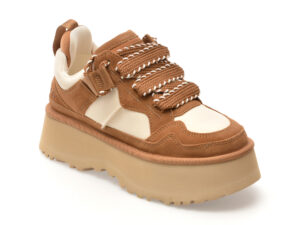 Pantofi sport UGG maro, ASTROMEL, din material textil si piele intoarsa Pantofi sport UGG maro, ASTROMEL, din material textil si piele intoarsa