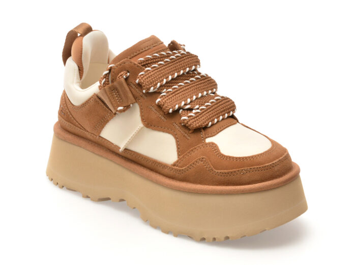 Pantofi sport UGG maro, ASTROMEL, din material textil si piele intoarsa Pantofi sport UGG maro, ASTROMEL, din material textil si piele intoarsa