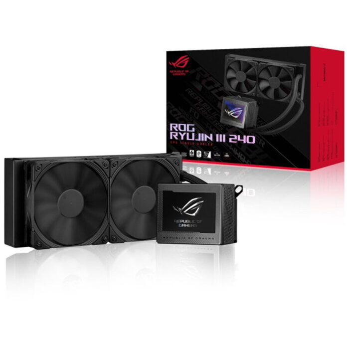 COOLER CPU AIO ASUS ROG RYUJIN III 240, 2x 120mm, Racire cu lichid, Display LCD 3.5inch (Negru) COOLER CPU AIO ASUS ROG RYUJIN III 240, 2x 120mm, Racire cu lichid, Display LCD 3.5inch (Negru)
