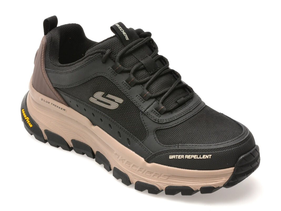 Pantofi sport SKECHERS negri, D LUX TREKKER, din material textil Pantofi sport SKECHERS negri, D LUX TREKKER, din material textil