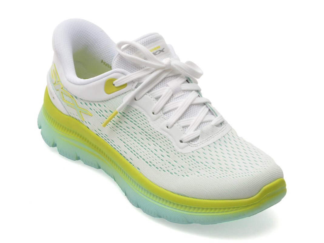 Pantofi sport SKECHERS albi, SUMMITS PLUS, din material textil Pantofi sport SKECHERS albi, SUMMITS PLUS, din material textil