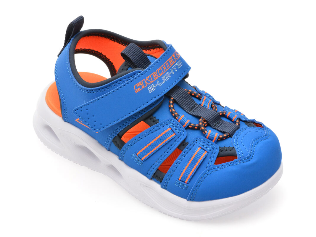 Pantofi sport SKECHERS albastri, SOLA GLOW SANDAL, din piele ecologica Pantofi sport SKECHERS albastri, SOLA GLOW SANDAL, din piele ecologica