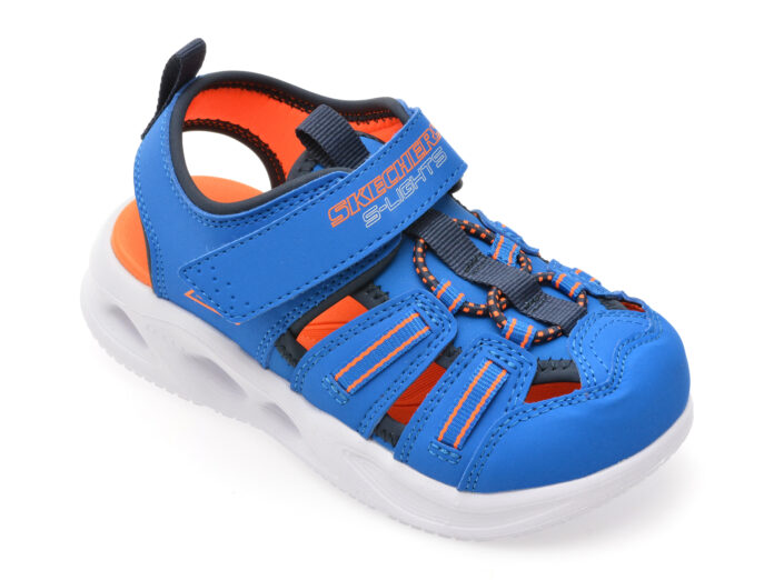 Pantofi sport SKECHERS albastri, SOLA GLOW SANDAL, din piele ecologica Pantofi sport SKECHERS albastri, SOLA GLOW SANDAL, din piele ecologica