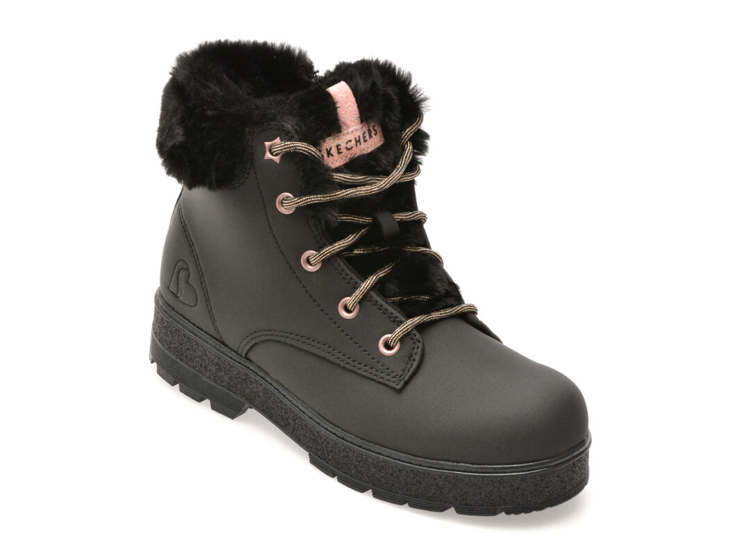 Ghete SKECHERS negre, STREET GLITZ, din piele ecologica Ghete SKECHERS negre, STREET GLITZ, din piele ecologica