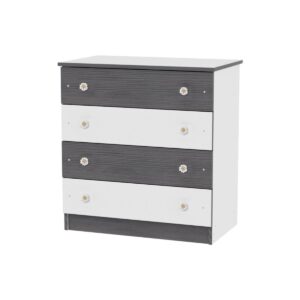 Comoda din lemn, Lorelli, cu 4 sertare, 81 x 50 x 86 cm, White Graphite Comoda din lemn, Lorelli, cu 4 sertare, 81 x 50 x 86 cm, White Graphite