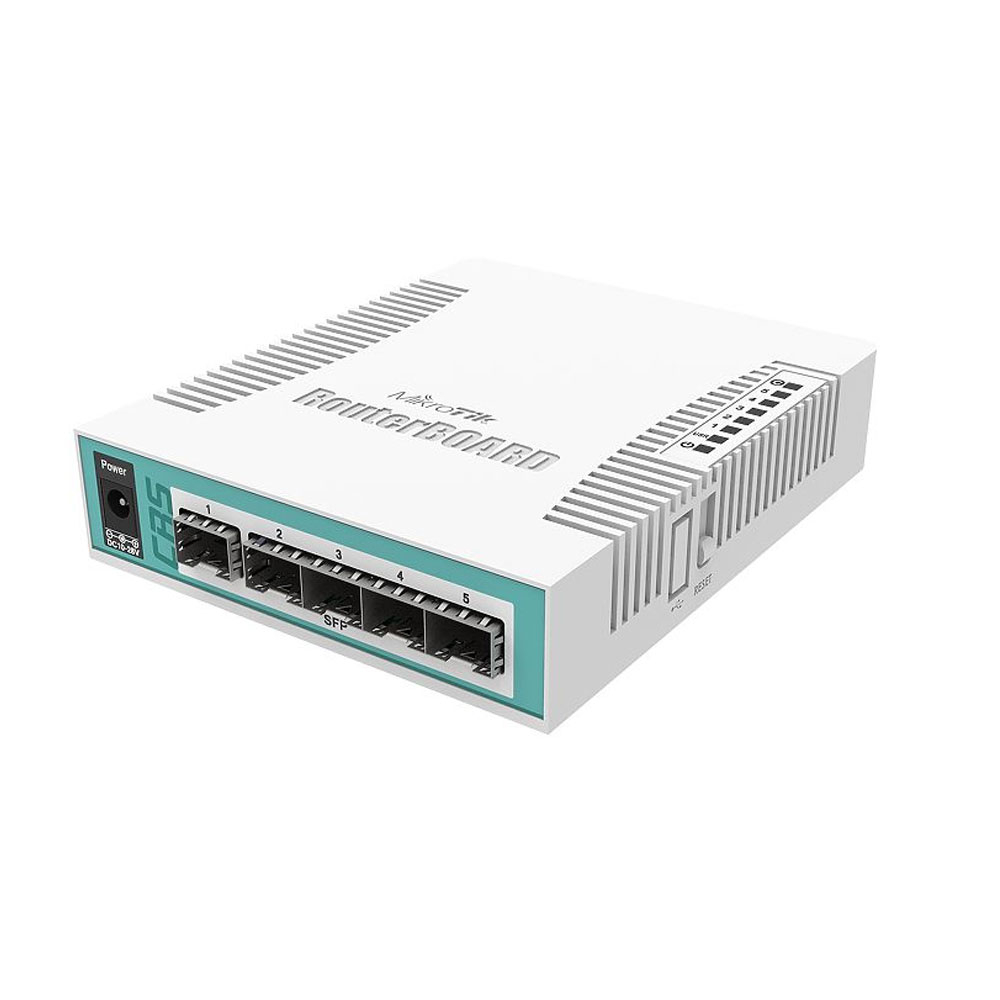 Switch cu 5 porturi SFP Gigabit MikroTik Cloud Router CRS106-1C-5S, 1 port Ethernet/SFP, fara management, PoE pasiv Switch cu 5 porturi SFP Gigabit MikroTik Cloud Router CRS106-1C-5S, 1 port Ethernet/SFP, fara management, PoE pasiv