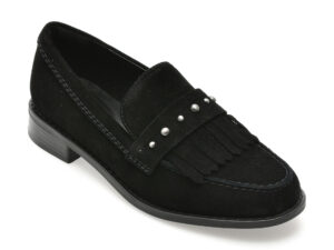 Mocasini CLARKS negri, HANA LOAFER, din piele intoarsa Mocasini CLARKS negri, HANA LOAFER, din piele intoarsa