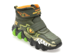 Ghete SKECHERS kaki, SKECH-O-SAURUS LIGHTS 2.0, din piele ecologica Ghete SKECHERS kaki, SKECH-O-SAURUS LIGHTS 2.0, din piele ecologica