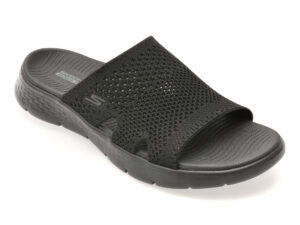 Papuci SKECHERS negri, GO WALK FLEX SANDAL, din material textil Papuci SKECHERS negri, GO WALK FLEX SANDAL, din material textil