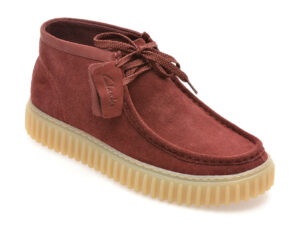 Ghete CLARKS visinii, TORHILL HI, din piele intoarsa Ghete CLARKS visinii, TORHILL HI, din piele intoarsa