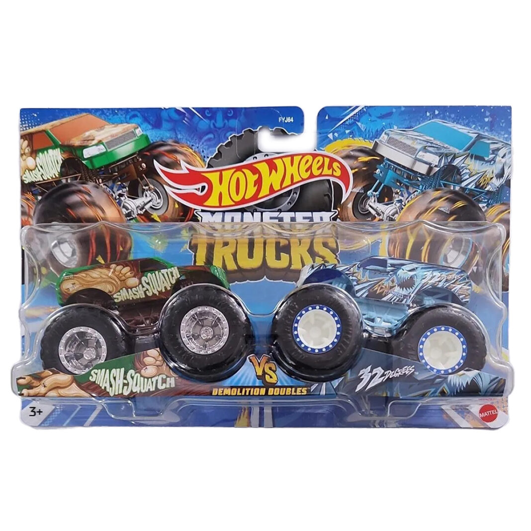 Set 2 masini Monster Truck, Hot Wheels, Smash-squatch si 32 Degrees, 1:64, HLT65 Set 2 masini Monster Truck, Hot Wheels, Smash-squatch si 32 Degrees, 1:64, HLT65