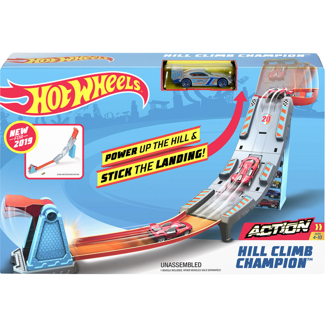 Set de joaca Circuit cu obstacole Hot Wheels, Hill Climb Champion GBF83 Set de joaca Circuit cu obstacole Hot Wheels, Hill Climb Champion GBF83