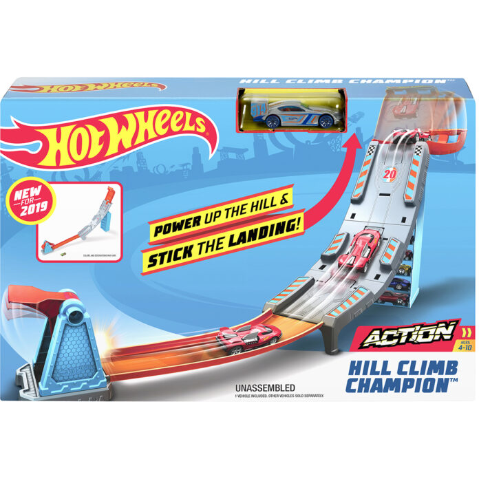 Set de joaca Circuit cu obstacole Hot Wheels, Hill Climb Champion GBF83 Set de joaca Circuit cu obstacole Hot Wheels, Hill Climb Champion GBF83