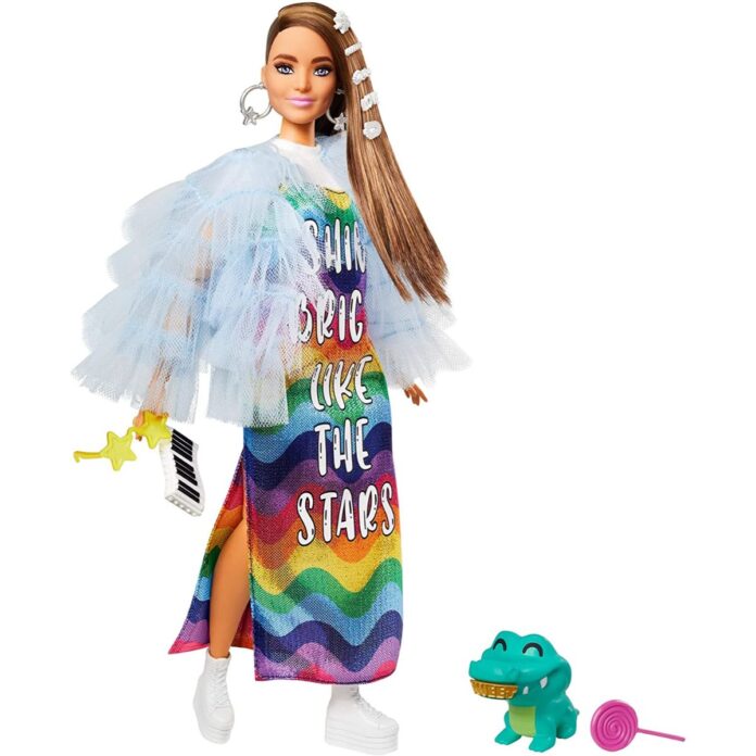 Papusa Barbie Extra Style, Yellow Coat Papusa Barbie Extra Style, Yellow Coat