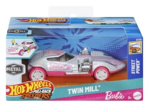Masinuta metalica Hot Wheels Barbie Twin Mill cu sistem pull back, scara 1:43 (Alb/Roz) Masinuta metalica Hot Wheels Barbie Twin Mill cu sistem pull back, scara 1:43 (Alb/Roz)