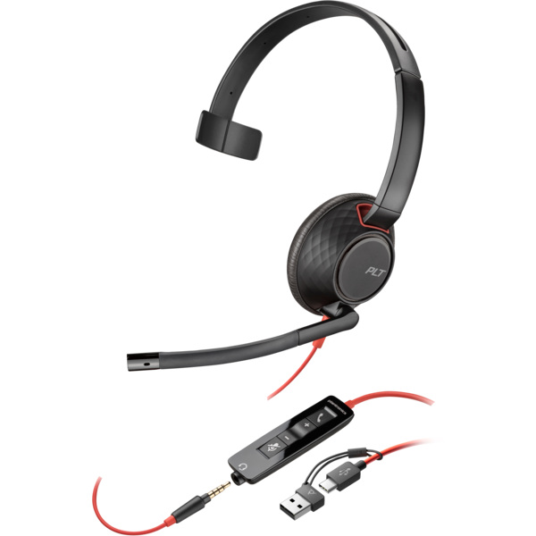 Casti mono HP Poly Blackwire 5210 Monaural, jack 3.5mm + adaptor USB-C/A (Negru) Casti mono HP Poly Blackwire 5210 Monaural, jack 3.5mm + adaptor USB-C/A (Negru)